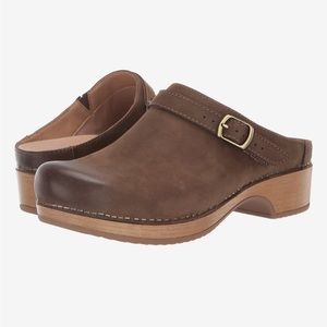 Dansko Berry Mushroom (brown) burnished nubuck suede clogs